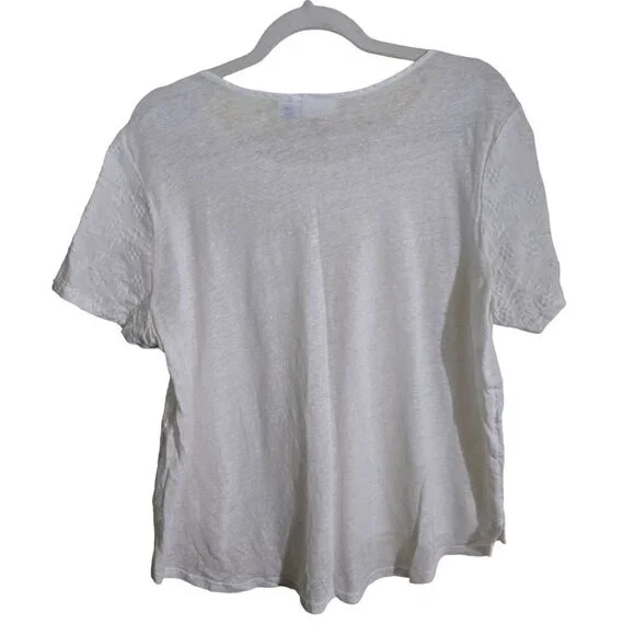 Sigrid Olsen 100% Linen Floral Tone On Tone Embroidered Top Size L - Picture 2 of 4